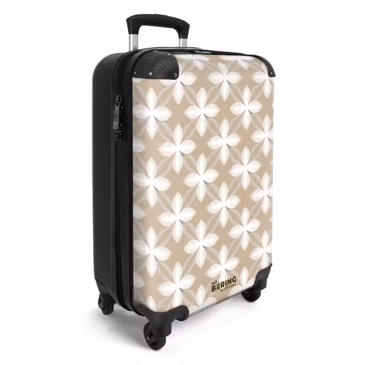 Patroon - Symmetrisch - Beige NBS - Handbagage koffer - Volwassenen Unisex middel -productfoto_3d