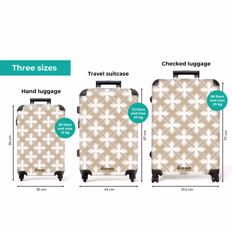 Patroon - Symmetrisch - Beige NBS - Handbagage koffer - Volwassenen Unisex middel zzzzzzVergelijking_3EN
