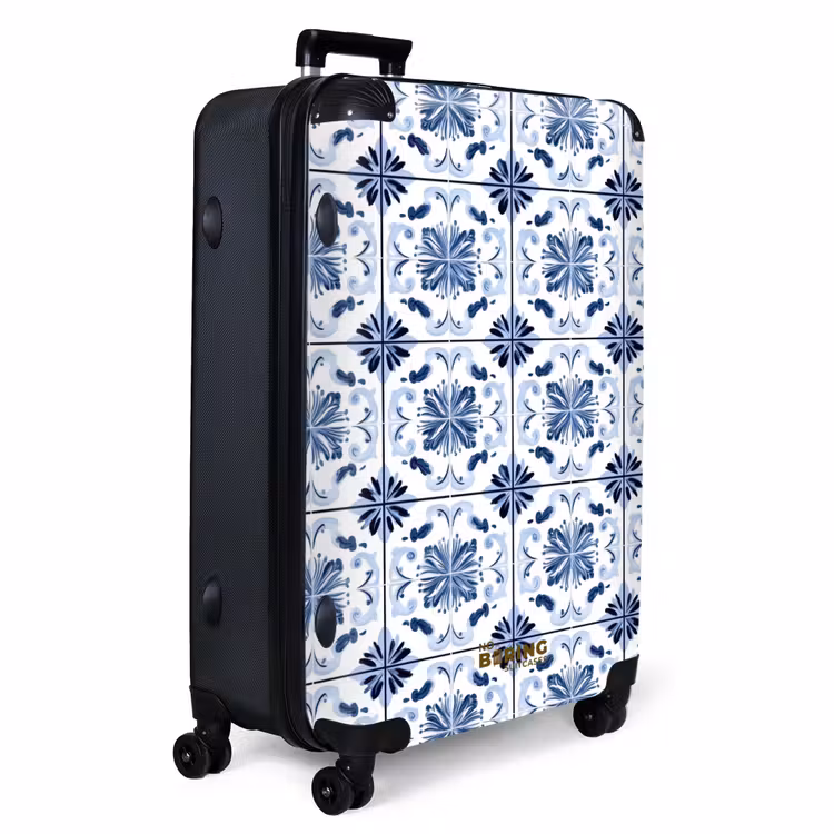 Patroon - Tegel - Blauw NBS - Handbagage koffer - Volwassenen Unisex middel -productfoto_3d