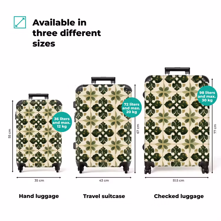 Patroon - Tegel - Groen NBS - Handbagage koffer - Volwassenen Unisex middel zzzzzzVergelijking_3EN