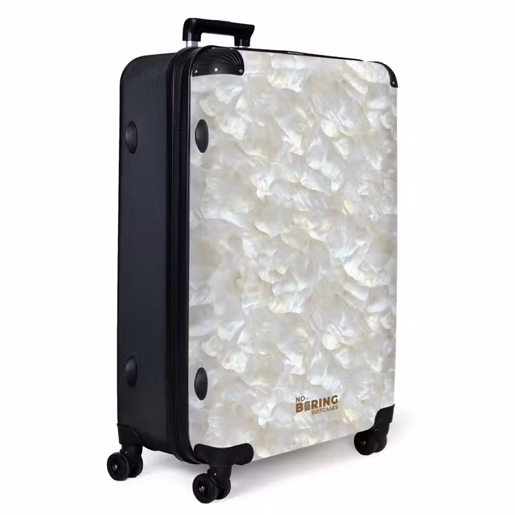 Parelmoerglans - Wit - Schelp NBS - Handbagage koffer - Volwassenen Unisex middel -productfoto_3d
