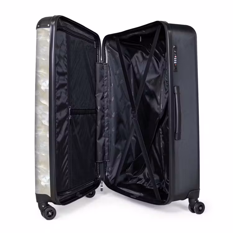 Parelmoerglans - Wit - Schelp NBS - Handbagage koffer - Volwassenen Unisex middel -wiel