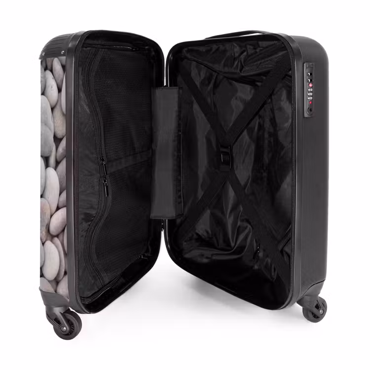Kiezels - Stenen - Grijs NBS - Handbagage koffer - Volwassenen Unisex middel -binnenkant