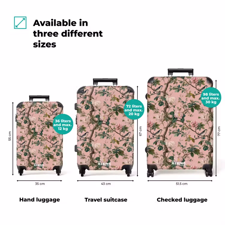 Pioenrozen - Botanisch - Vogel NBS - Handbagage koffer - Volwassenen Unisex middel zzzzzzVergelijking_3EN