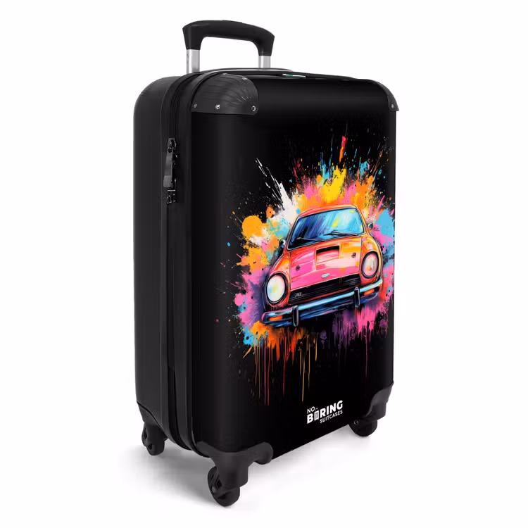 Roze auto met kleurrijke verf NBS - Handbagage koffer - Unisex middel -productfoto_3d