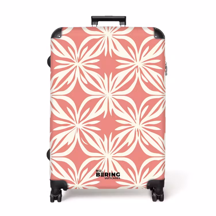 Roze - Bloemenmotief - Wit - Modern NBS - Large koffer - Volwassenen Unisex groot -3d