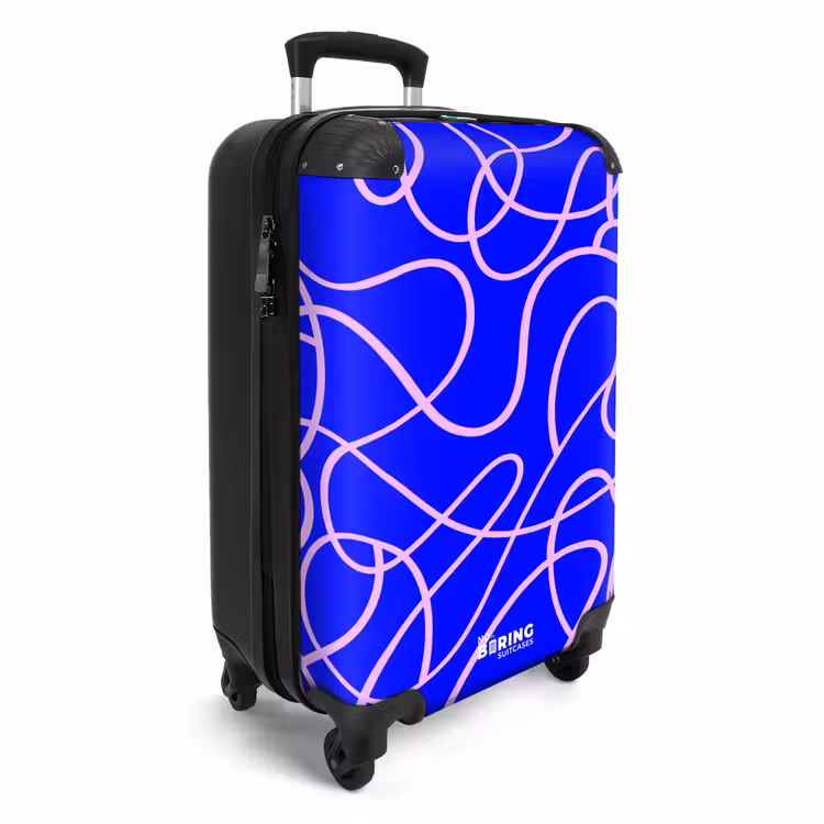 Roze lijnen op kobaltblauw NBS - Handbagage koffer - Volwassenen Unisex middel -productfoto_3d