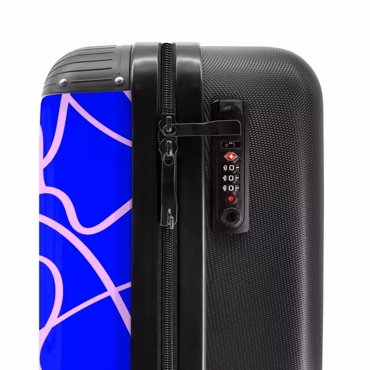 Roze lijnen op kobaltblauw NBS - Handbagage koffer - Volwassenen Unisex middel -slot