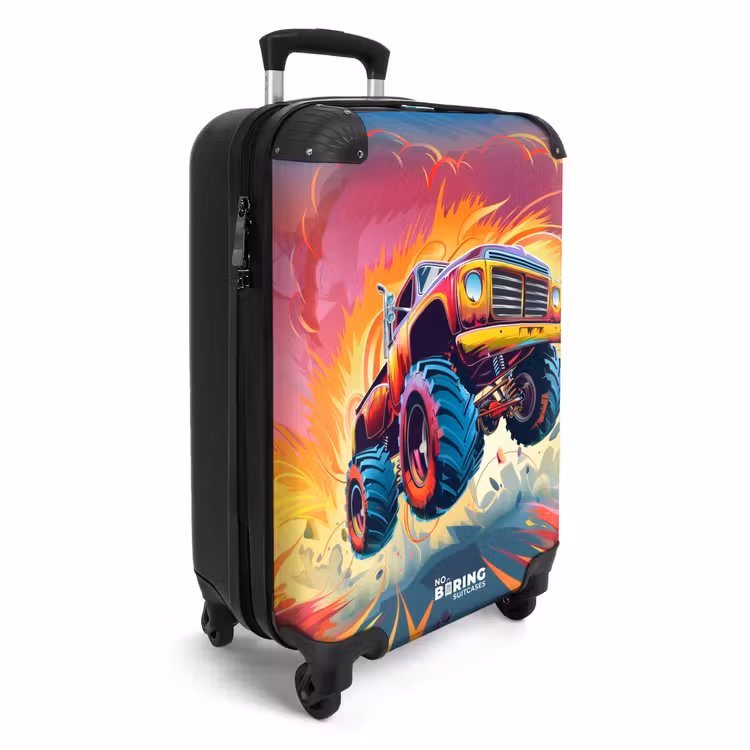 Roze Monstertruck Vliegt over het Asfalt NBS - Handbagage koffer - Unisex middel -productfoto_3d
