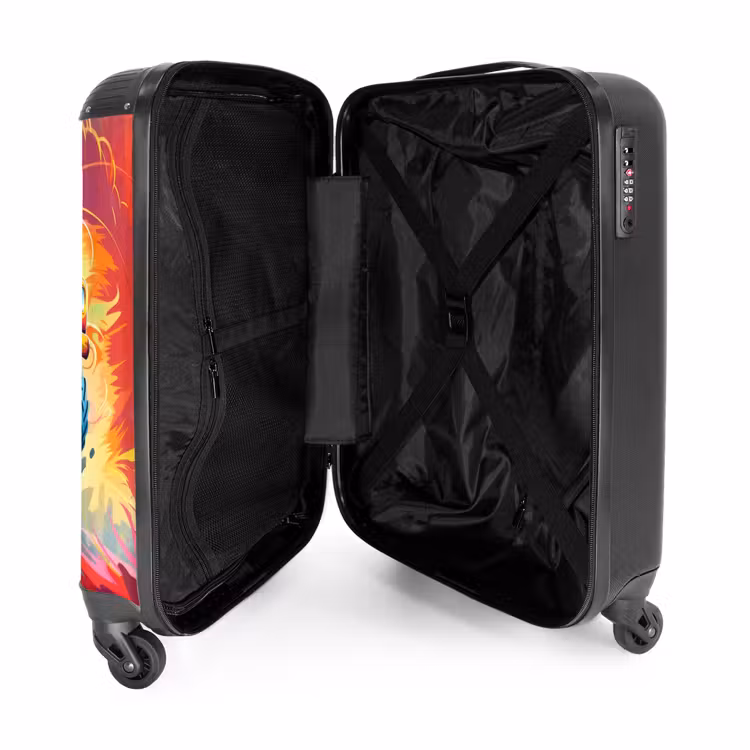 Roze Monstertruck Vliegt over het Asfalt NBS - Handbagage koffer - Unisex middel -binnenkant