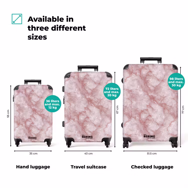 Roze - Kwartsmarmer - Aders NBS - Handbagage koffer - Volwassenen Unisex middel zzzzzzVergelijking_3EN