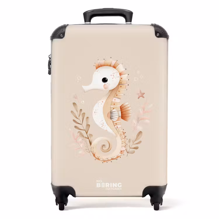 Roze zeepaardje tussen zeeplanten NBS - Handbagage koffer - Volwassenen Unisex middel -productfoto_recht