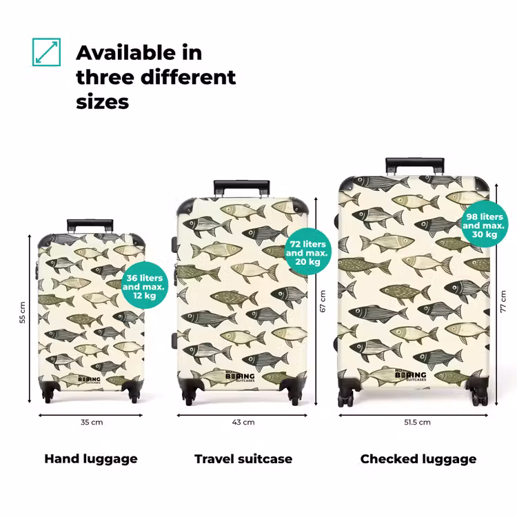 Vissen - Klassiek - Groen NBS - Handbagage koffer - Volwassenen Unisex middel zzzzzzVergelijking_3EN