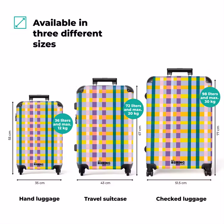 Ruit - Patroon - Kleurrijk NBS - Handbagage koffer - Volwassenen Unisex middel zzzzzzVergelijking_3EN