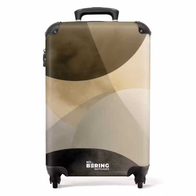 Vlakken - Abstract - Beige - Cirkels NBS - Handbagage koffer - Volwassenen Unisex middel -productfoto_recht