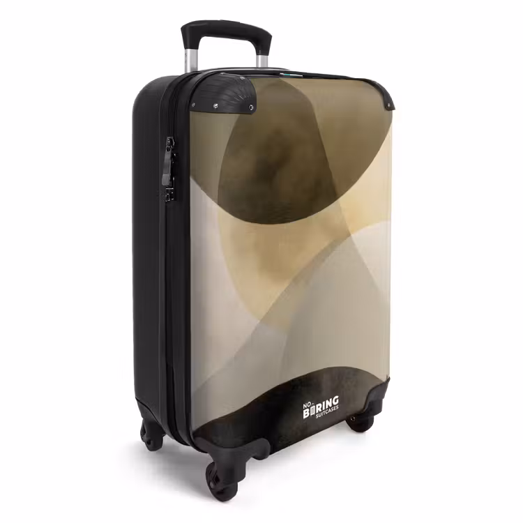 Vlakken - Abstract - Beige - Cirkels NBS - Handbagage koffer - Volwassenen Unisex middel -productfoto_3d
