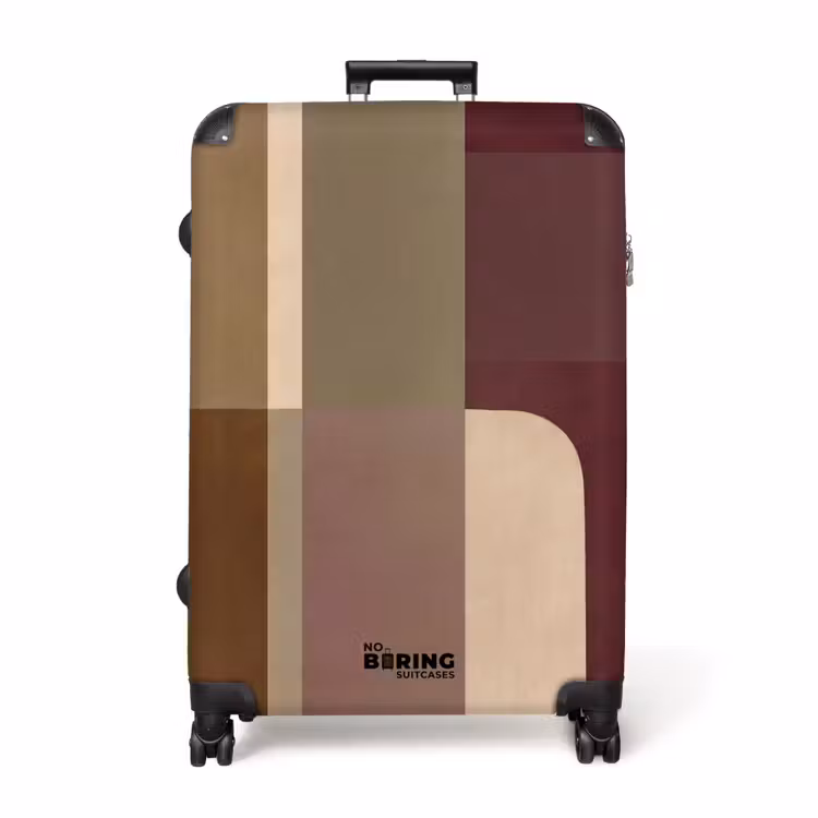 Vlakken - Abstract - Bordeaux - Lijnen NBS - Handbagage koffer - Volwassenen Unisex middel -productfoto_recht