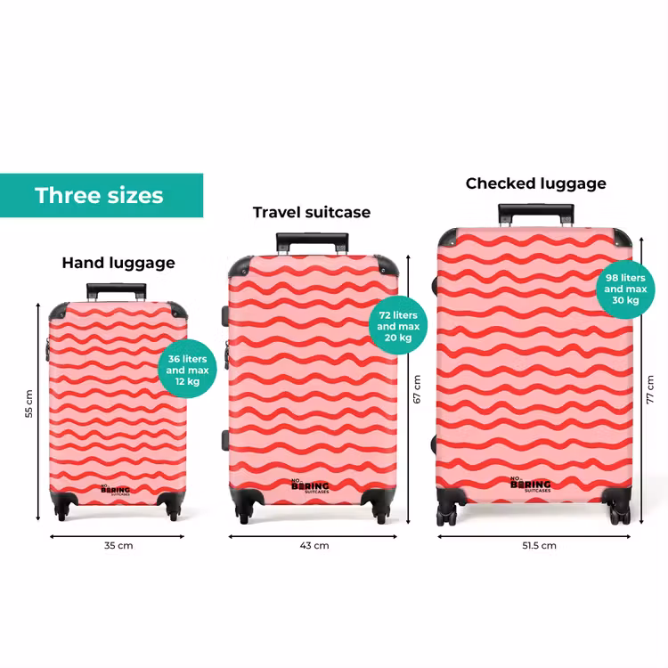 Speels - Patroon - Rood NBS - Handbagage koffer - Volwassenen Unisex middel zzzzzzVergelijking_3EN