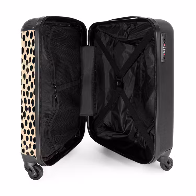 Stippen - Patroon - Zwart NBS - Handbagage koffer - Volwassenen Unisex middel -binnenkant