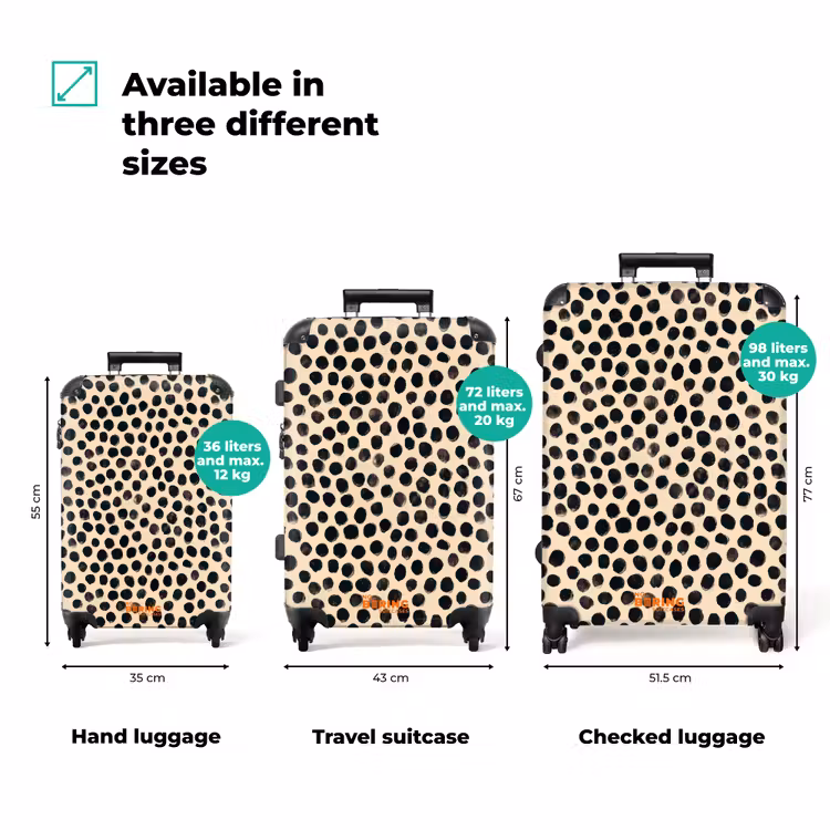 Stippen - Patroon - Zwart NBS - Handbagage koffer - Volwassenen Unisex middel zzzzzzVergelijking_3EN