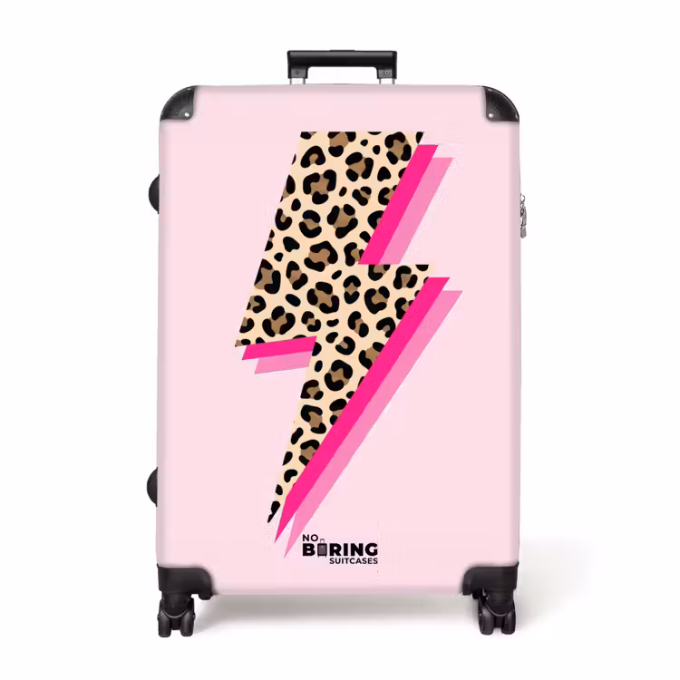 Stippen - Roze - Bliksem NBS - Handbagage koffer - Volwassenen Unisex middel -productfoto_recht