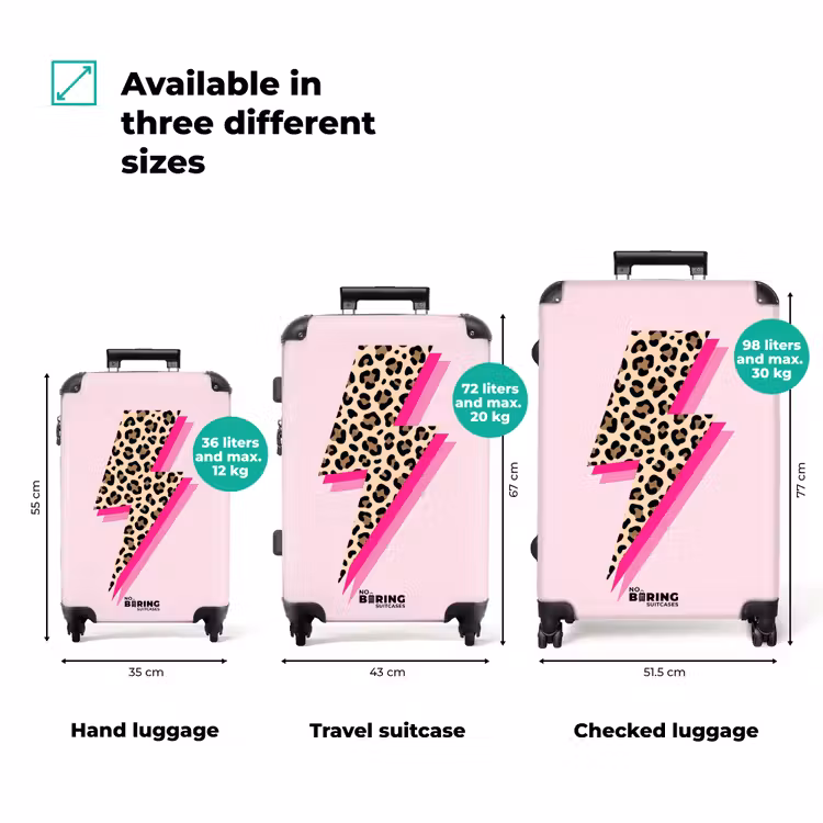Stippen - Roze - Bliksem NBS - Handbagage koffer - Volwassenen Unisex middel zzzzzzVergelijking_3EN