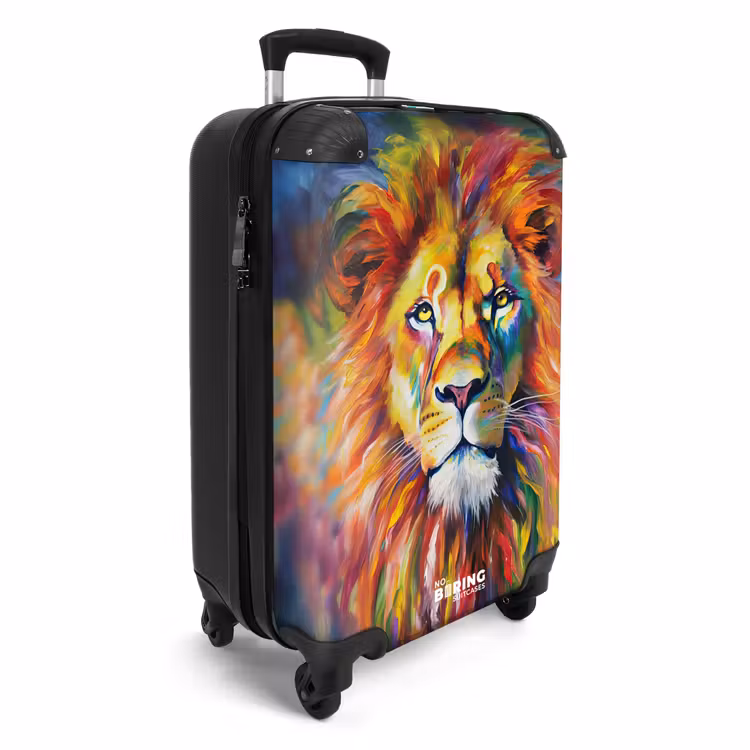 Portret van een leeuw in kleurrijke olieverf NBS - Handbagage koffer - Unisex middel -productfoto_3d