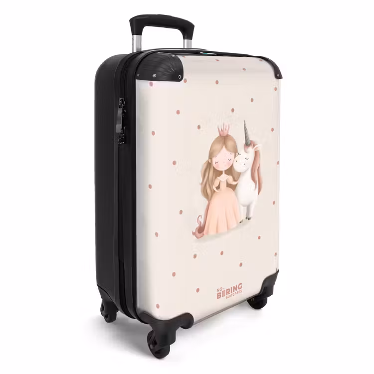 Prinses en een eenhoorn in pastel kleuren NBS - Handbagage koffer - Volwassenen Unisex middel -productfoto_3d