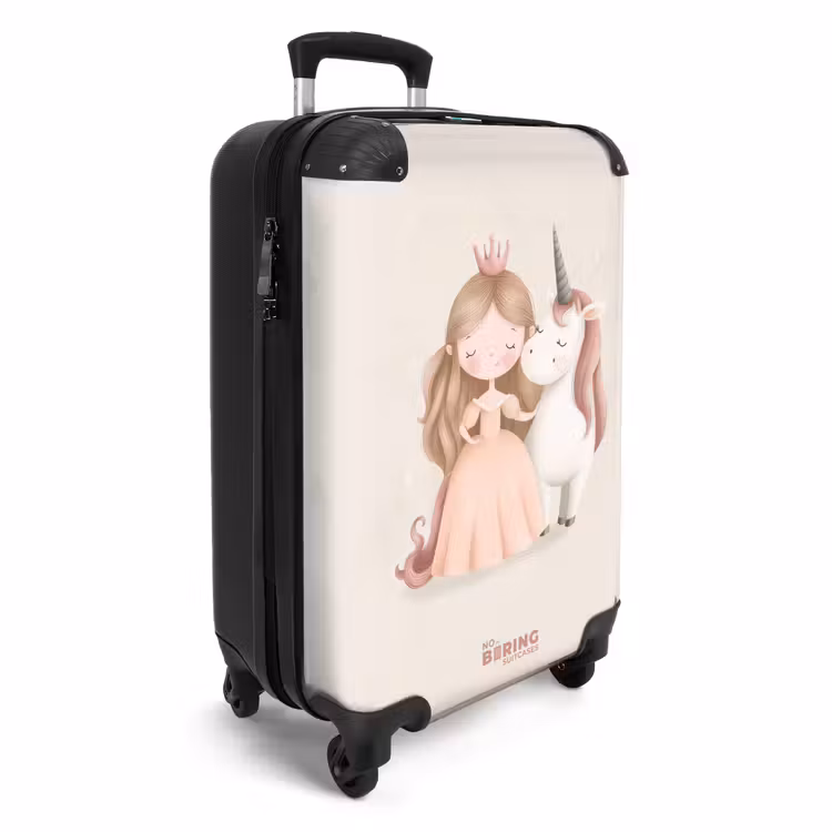 Prinses en een eenhoorn in pastel kleuren NBS - Handbagage koffer - Volwassenen Unisex middel -productfoto_3d