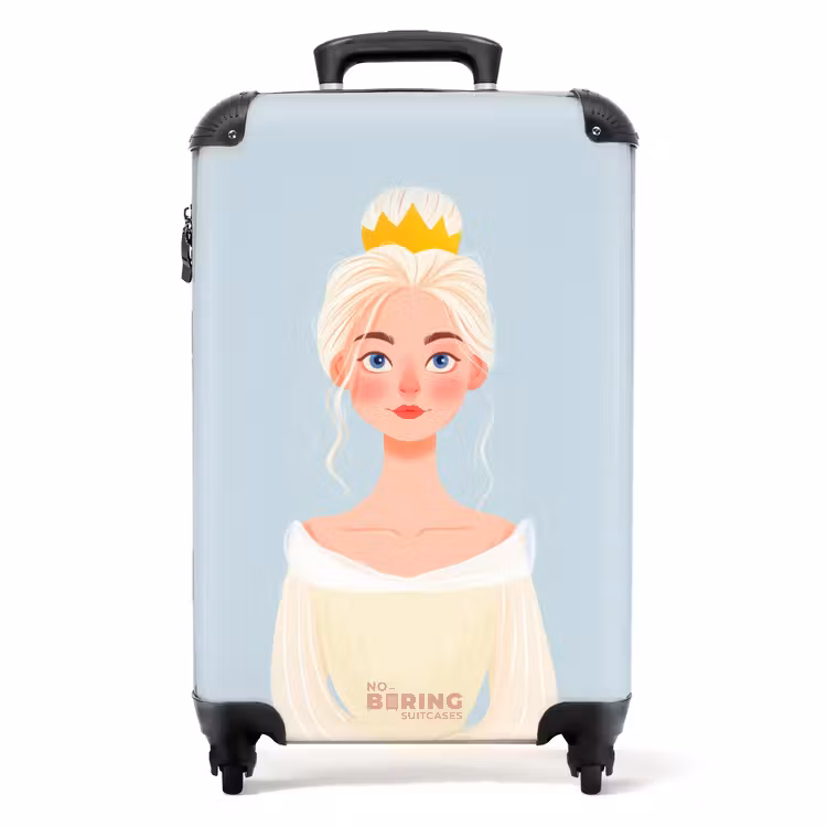 Prinses met een gouden kroon - Blauw NBS - Handbagage koffer - Volwassenen Unisex middel -productfoto_recht