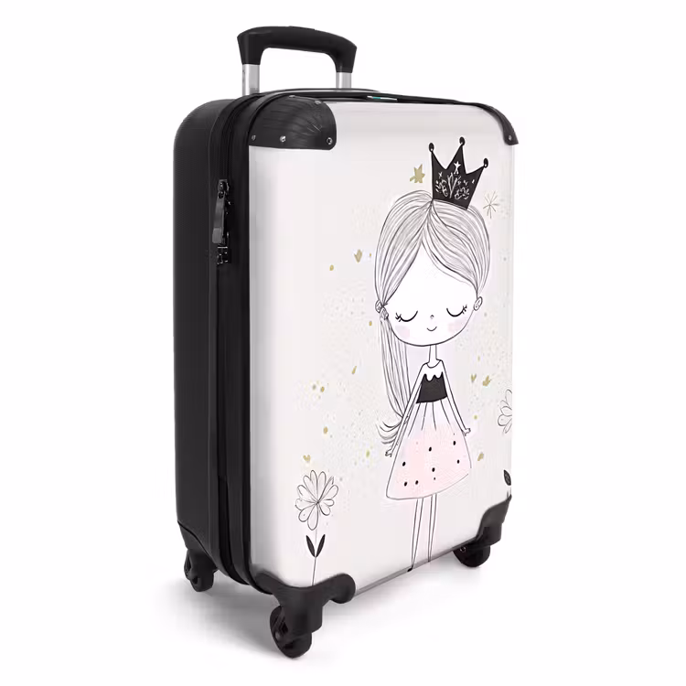 Prinses met zwart jurkje NBS - Handbagage koffer - Unisex middel -productfoto_3d