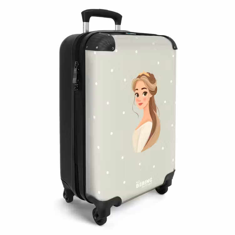 Prinses met tiara op groene stippenachtergrond NBS - Handbagage koffer - Volwassenen Unisex middel -productfoto_3d