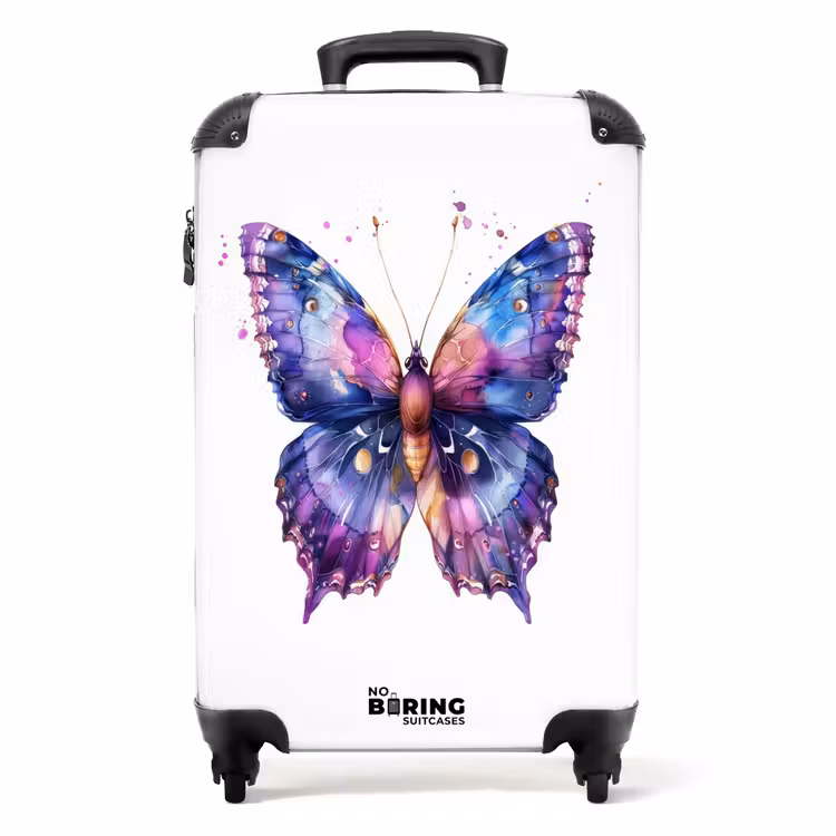 Paarse prachtvlinder NBS - Handbagage koffer - Unisex middel -productfoto_recht