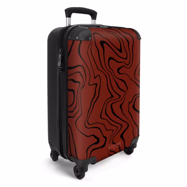Rode achtergrond met abstracte zwarte lijnen NBS - Handbagage koffer - Unisex middel -productfoto_3d
