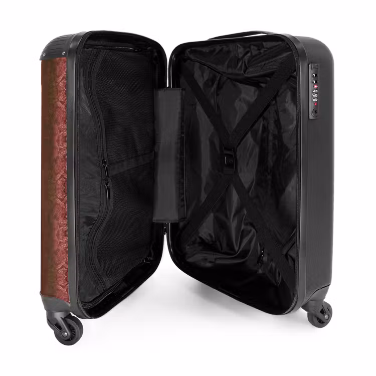 Roodbruin slangenhuid met symmetrische schubstructuur NBS - Handbagage koffer - Volwassenen Unisex middel -binnenkant