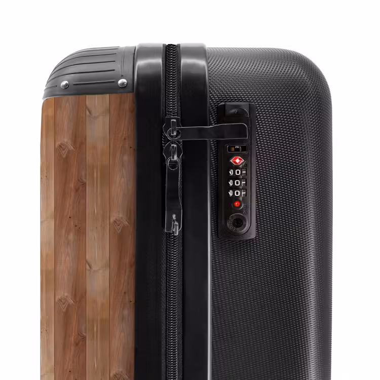 Roodbruin met hout structuur NBS - Handbagage koffer - Volwassenen Unisex middel -slot