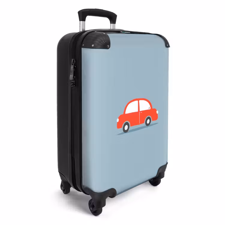 Rode auto blauwe achtergrond NBS - Handbagage koffer - Unisex middel -productfoto_3d