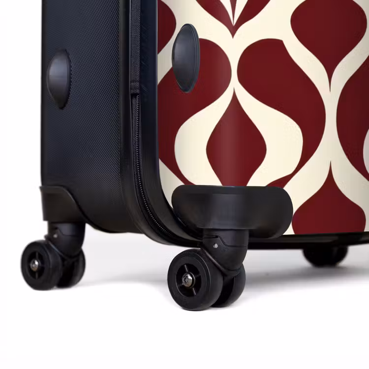 Rood - Druppelpatroon - Grafisch NBS - Handbagage koffer - Volwassenen Unisex middel -achterkant