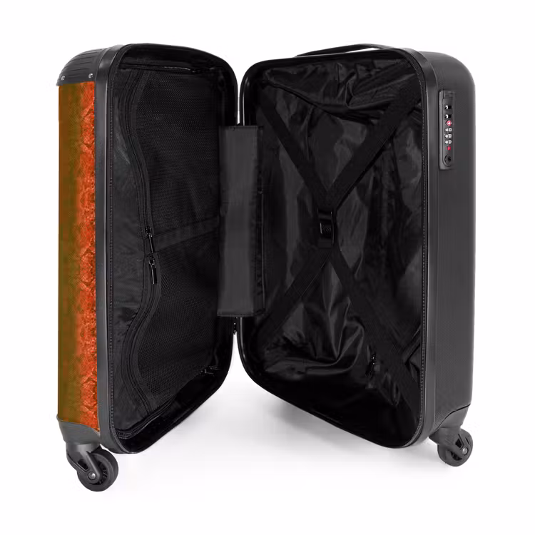 Rood groen slangenhuid met symmetrische schubstructuur NBS - Handbagage koffer - Volwassenen Unisex middel -binnenkant