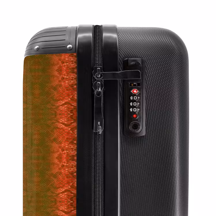 Rood groen slangenhuid met symmetrische schubstructuur NBS - Handbagage koffer - Volwassenen Unisex middel -slot