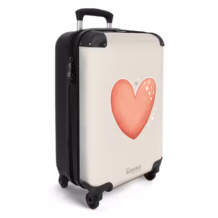Rood hart op een beige achtergrond NBS - Handbagage koffer - Volwassenen Unisex middel -productfoto_3d
