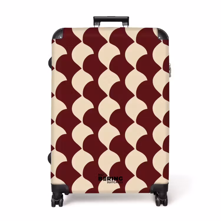 Rood - Tegelpatroon - Crème NBS - Handbagage koffer - Volwassenen Unisex middel -productfoto_recht