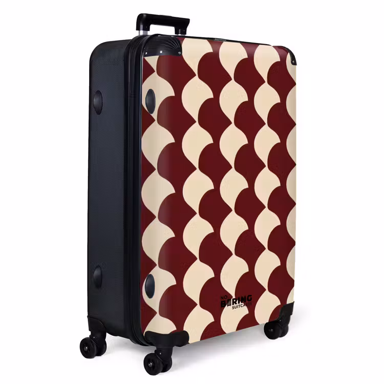 Rood - Tegelpatroon - Crème NBS - Handbagage koffer - Volwassenen Unisex middel -productfoto_3d