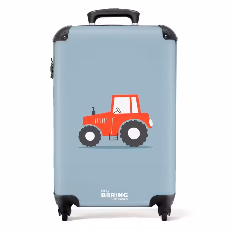 Rode trekker blauwe achtergrond NBS - Handbagage koffer - Unisex middel -productfoto_recht