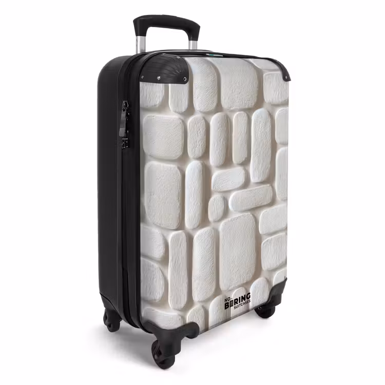 Reliëf - Structuur - Wit NBS - Handbagage koffer - Volwassenen Unisex middel -productfoto_3d