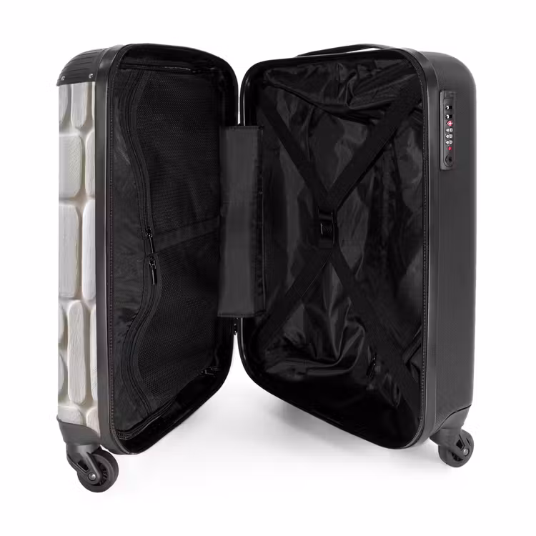 Reliëf - Structuur - Wit NBS - Handbagage koffer - Volwassenen Unisex middel -binnenkant