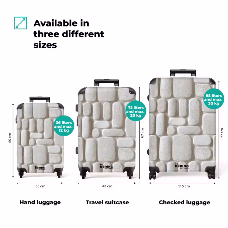 Reliëf - Structuur - Wit NBS - Handbagage koffer - Volwassenen Unisex middel zzzzzzVergelijking_3EN