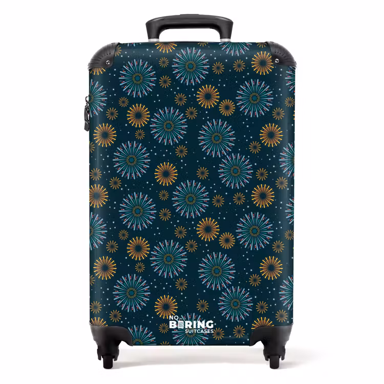 Retro disco 70s vuurwerk patroon kleurrijk NBS - Handbagage koffer - Volwassenen Unisex middel -productfoto_recht