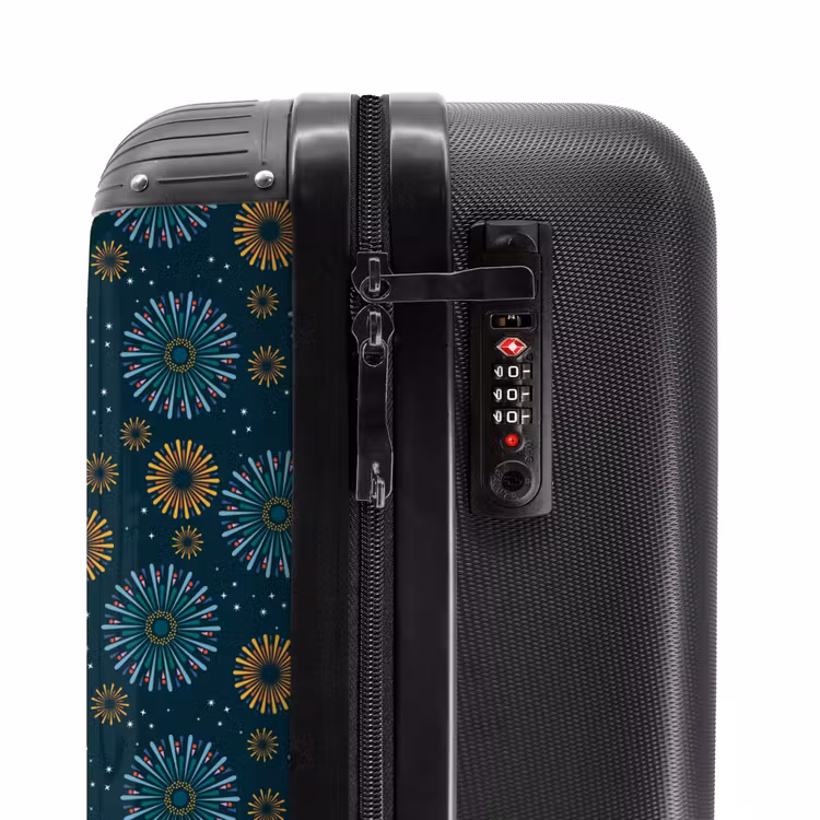 Retro disco 70s vuurwerk patroon kleurrijk NBS - Handbagage koffer - Volwassenen Unisex middel -slot