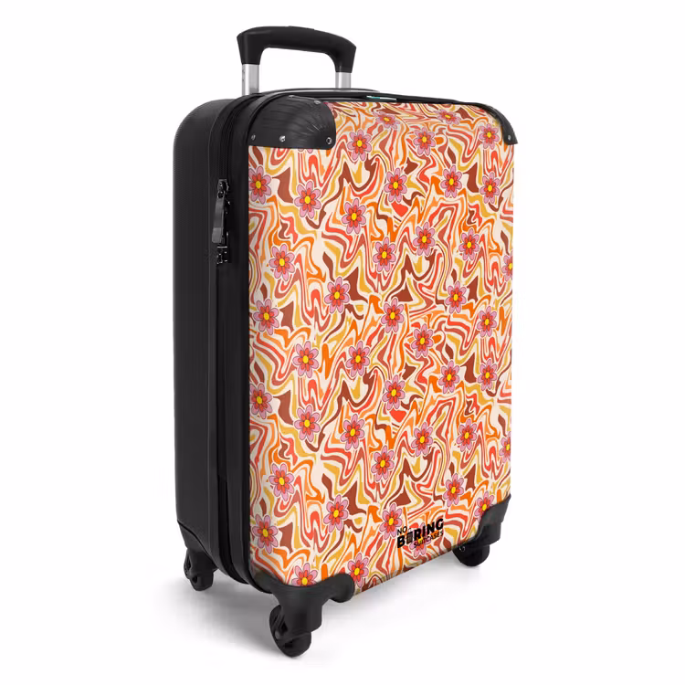 Retro disco 70s bloem patroon kleurrijk NBS - Handbagage koffer - Volwassenen Unisex middel -productfoto_3d